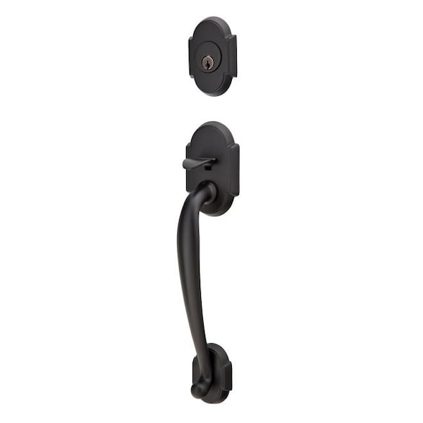 Emtek Flat Black Handleset, 4302HECUS19LH 4302HECUS19LH - main